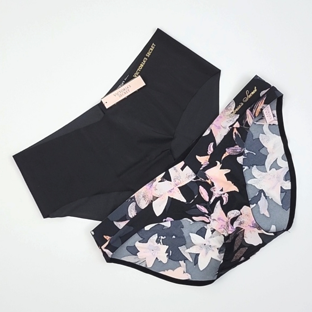 Victoria's Secret Incredible Floral Bikini & Black Hiphugger/Hipster Size Medium